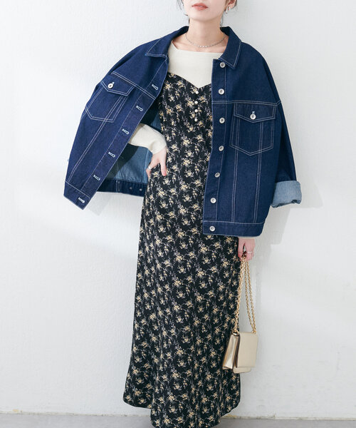natural couture(ナチュラルクチュール)の「【WEB限定】フロント釦切替キャミワンピース(ワンピース・レディース・サックスブルー/アイボリー/ブラック/ブラウン・FREE)」の10枚目の写真