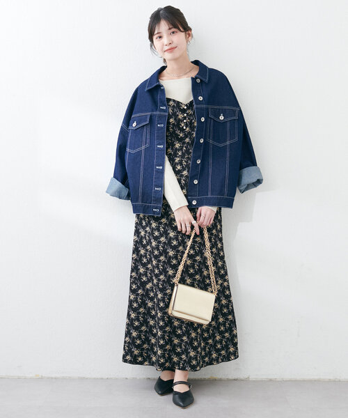 natural couture(ナチュラルクチュール)の「【WEB限定】フロント釦切替キャミワンピース(ワンピース・レディース・サックスブルー/アイボリー/ブラック/ブラウン・FREE)」の9枚目の写真