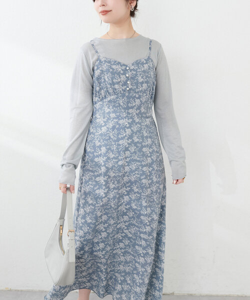 natural couture(ナチュラルクチュール)の「【WEB限定】フロント釦切替キャミワンピース(ワンピース・レディース・サックスブルー/アイボリー/ブラック/ブラウン・FREE)」の21枚目の写真
