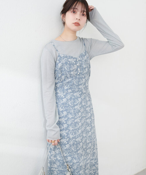 natural couture(ナチュラルクチュール)の「【WEB限定】フロント釦切替キャミワンピース(ワンピース・レディース・サックスブルー/アイボリー/ブラック/ブラウン・FREE)」の22枚目の写真