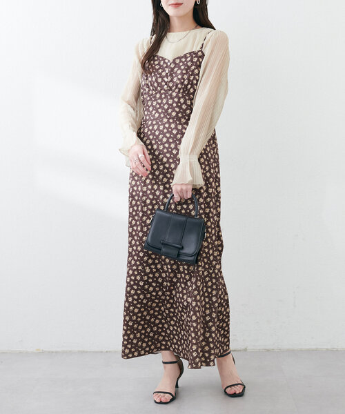 natural couture(ナチュラルクチュール)の「【WEB限定】フロント釦切替キャミワンピース(ワンピース・レディース・サックスブルー/アイボリー/ブラック/ブラウン・FREE)」の13枚目の写真