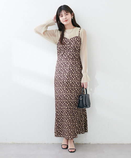 natural couture(ナチュラルクチュール)の「【WEB限定】フロント釦切替キャミワンピース(ワンピース・レディース・サックスブルー/アイボリー/ブラック/ブラウン・FREE)」の14枚目の写真