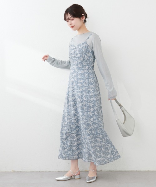 natural couture(ナチュラルクチュール)の「【WEB限定】フロント釦切替キャミワンピース(ワンピース・レディース・サックスブルー/アイボリー/ブラック/ブラウン・FREE)」の4枚目の写真
