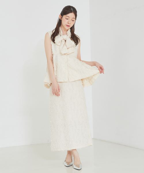 SELFIST(セルフィスト)の「【セットアップ対応】ウエスト切替ジャガードロングスカート 秋服 ハイウエスト オケージョン オールシーズン(スカート・レディース・ブラック/アイボリー・38/36)」の8枚目の写真