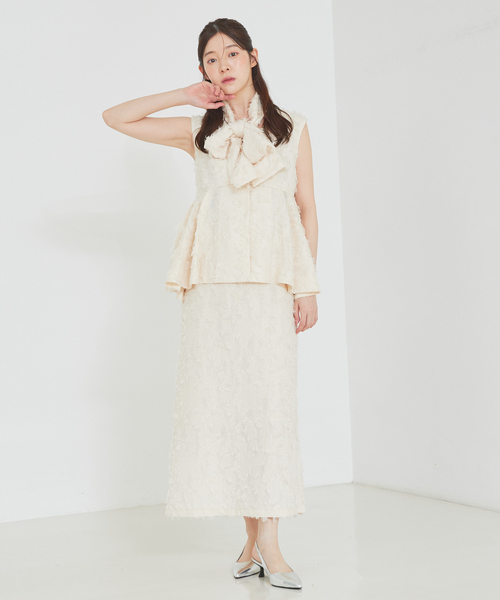 SELFIST(セルフィスト)の「【セットアップ対応】ウエスト切替ジャガードロングスカート 秋服 ハイウエスト オケージョン オールシーズン(スカート・レディース・ブラック/アイボリー・38/36)」の9枚目の写真