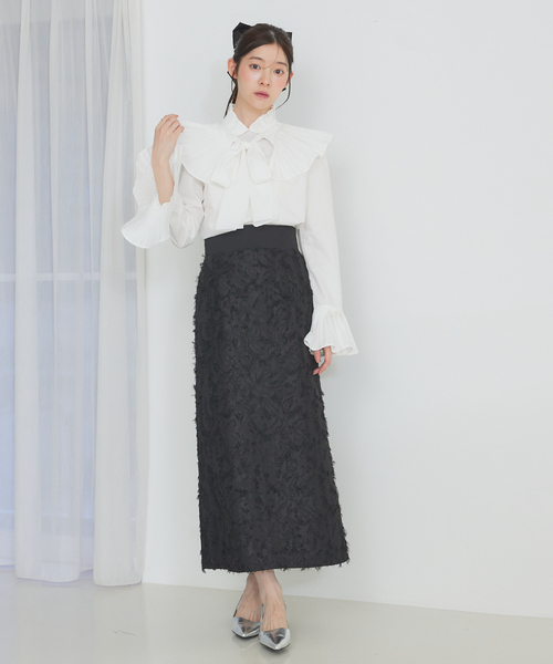 SELFIST(セルフィスト)の「【セットアップ対応】ウエスト切替ジャガードロングスカート 秋服 ハイウエスト オケージョン オールシーズン(スカート・レディース・ブラック/アイボリー・38/36)」の10枚目の写真