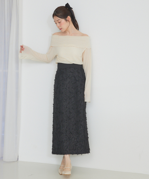 SELFIST(セルフィスト)の「【セットアップ対応】ウエスト切替ジャガードロングスカート 秋服 ハイウエスト オケージョン オールシーズン(スカート・レディース・ブラック/アイボリー・38/36)」の11枚目の写真