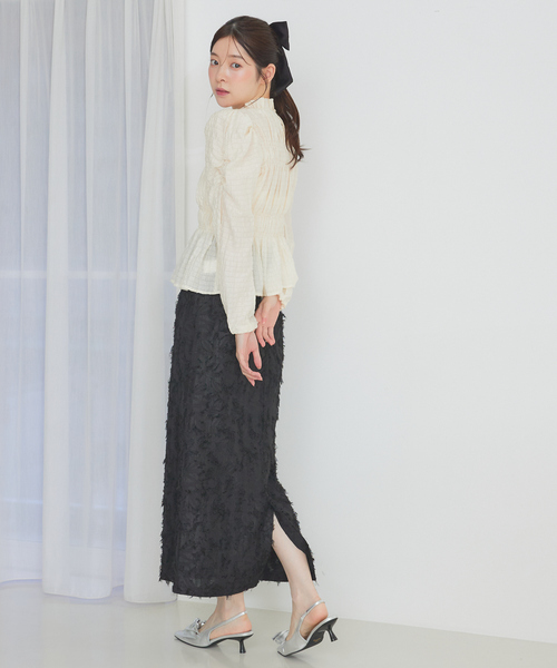 SELFIST(セルフィスト)の「【セットアップ対応】ウエスト切替ジャガードロングスカート 秋服 ハイウエスト オケージョン オールシーズン(スカート・レディース・ブラック/アイボリー・38/36)」の13枚目の写真