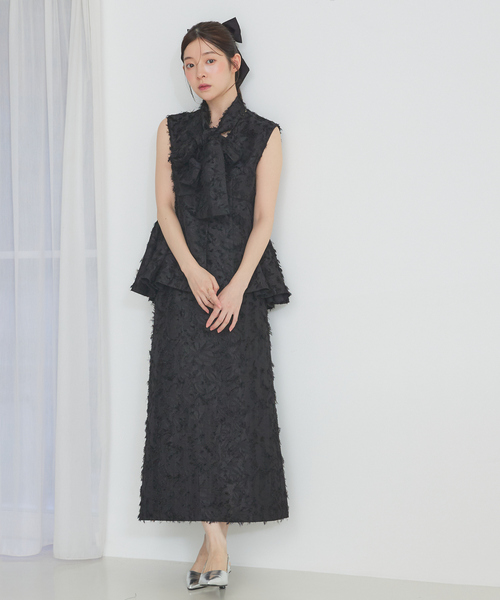 SELFIST(セルフィスト)の「【セットアップ対応】ウエスト切替ジャガードロングスカート 秋服 ハイウエスト オケージョン オールシーズン(スカート・レディース・ブラック/アイボリー・38/36)」の15枚目の写真