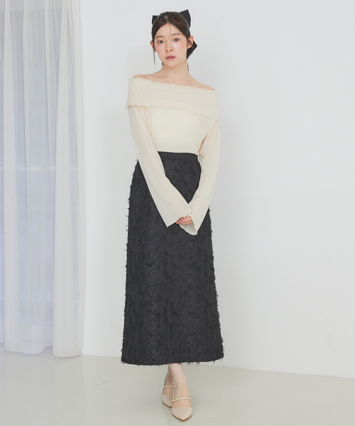 SELFIST(セルフィスト)の「【セットアップ対応】ウエスト切替ジャガードロングスカート 秋服 ハイウエスト オケージョン オールシーズン(スカート・レディース・ブラック/アイボリー・38/36)」の16枚目の写真