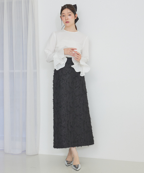 SELFIST(セルフィスト)の「【セットアップ対応】ウエスト切替ジャガードロングスカート 秋服 ハイウエスト オケージョン オールシーズン(スカート・レディース・ブラック/アイボリー・38/36)」の18枚目の写真