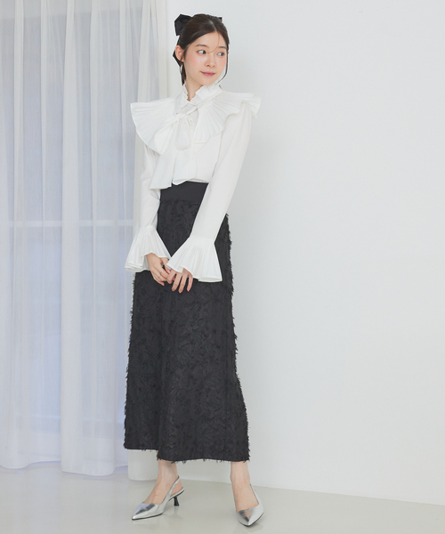 SELFIST(セルフィスト)の「【セットアップ対応】ウエスト切替ジャガードロングスカート 秋服 ハイウエスト オケージョン オールシーズン(スカート・レディース・ブラック/アイボリー・38/36)」の20枚目の写真