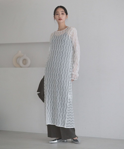 LOWRYS FARM（ローリーズファーム）の「２ＷＡＹレースワンピースＬＳ 322846（ワンピース・レディース・アイボリー/ブラック・FREE）」の9枚目の写真