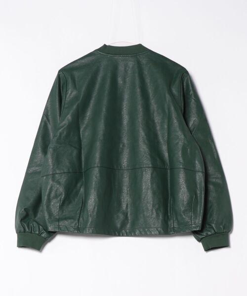 aimoha(アイモハ)の「PUマットボマージャケット(ノーカラージャケット・レディース・ブラック/ダークグリーン/カーキ・LARGE/MEDIUM)」の4枚目の写真