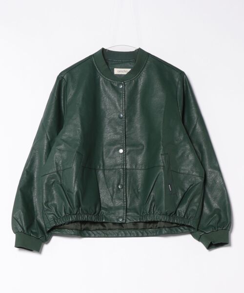 aimoha(アイモハ)の「PUマットボマージャケット(ノーカラージャケット・レディース・ブラック/ダークグリーン/カーキ・LARGE/MEDIUM)」の7枚目の写真