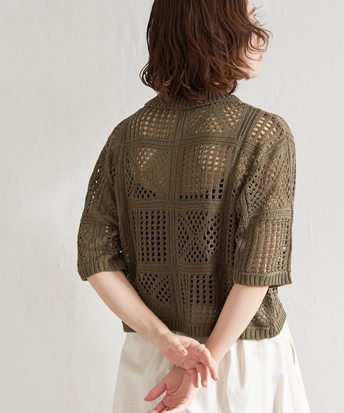 notch.(ノッチ)の「【InRed掲載】7G透かし柄半袖シャツ(シャツ/ブラウス・レディース・オフホワイト/ブラック/ライトブルー/モカ・M)」の18枚目の写真