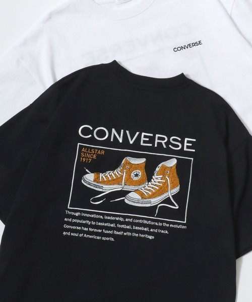 CONVERSE(コンバース)の「CONVERSE/コンバース オーバーサイズ オールスター スニーカー バックプリントサガラ刺繍 ロゴ ワンポイント刺繍 半袖Tシャツ/レディース メンズ(Tシャツ/カットソー・レディース・ブラック/オートミール/スミクロ/ピンク/ホワイト/ホワイト系その他・M/L/LL)」の3枚目の写真