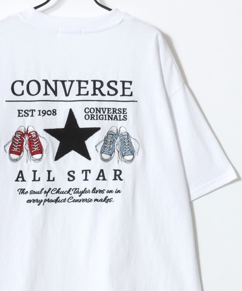 CONVERSE(コンバース)の「CONVERSE/コンバース オーバーサイズ オールスター スニーカー バックプリントサガラ刺繍 ロゴ ワンポイント刺繍 半袖Tシャツ/レディース メンズ(Tシャツ/カットソー・レディース・ブラック/オートミール/スミクロ/ピンク/ホワイト/ホワイト系その他・M/L/LL)」の8枚目の写真