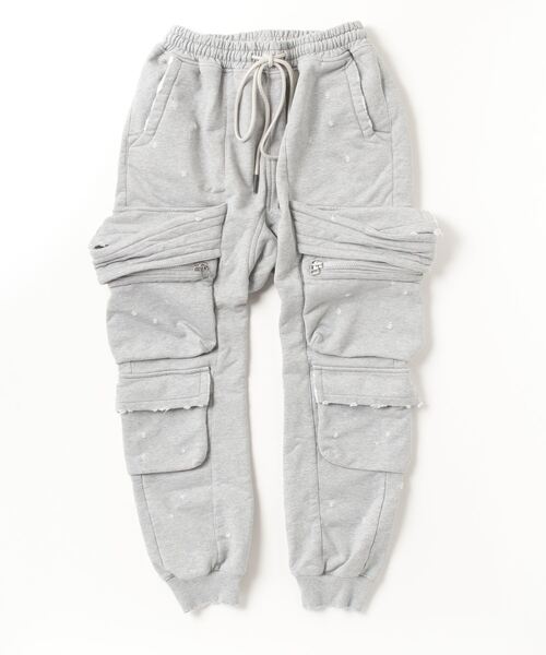 ROYAL FLASH（ロイヤルフラッシュ）の「A.F ARTEFACT/エーエフ・アーティファクト/ダメージカーゴサルエル（スウェットパンツ・メンズ・グレー/ブラック・2）」の2枚目の写真
