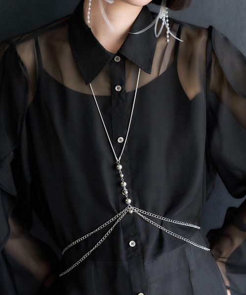 HARE（ハレ）の「モチーフハーネスネックレス(HARE)（サスペンダー・レディース・ホワイト/シルバー・FREE）」の13枚目の写真