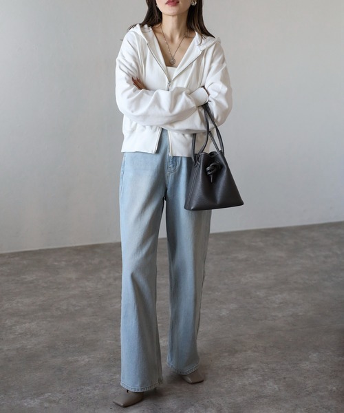 Bonjour Sagan(ボンジュールサガン)の「ダブルジップピグメントパーカー(パーカー・レディース・オフホワイト/グレー/チャコールグレー/ベージュ系その他・FREE)」の8枚目の写真