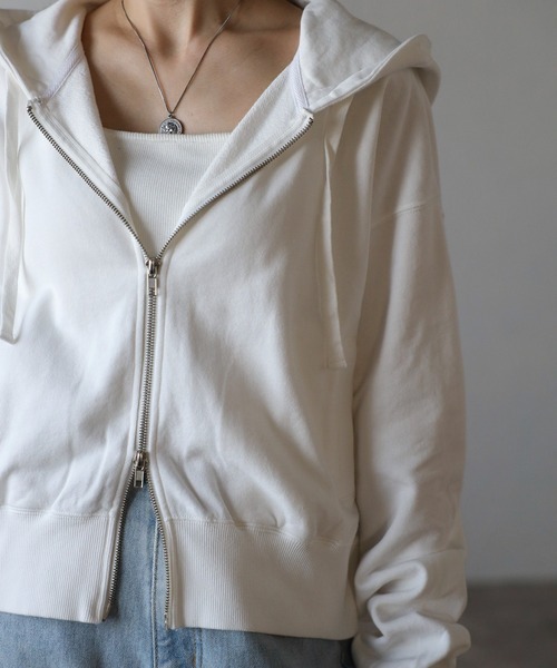 Bonjour Sagan(ボンジュールサガン)の「ダブルジップピグメントパーカー(パーカー・レディース・オフホワイト/グレー/チャコールグレー/ベージュ系その他・FREE)」の11枚目の写真