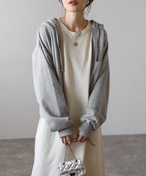 Bonjour Sagan(ボンジュールサガン)の「ダブルジップピグメントパーカー(パーカー・レディース・オフホワイト/グレー/チャコールグレー/ベージュ系その他・FREE)」の20枚目の写真