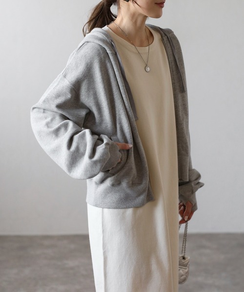 Bonjour Sagan(ボンジュールサガン)の「ダブルジップピグメントパーカー(パーカー・レディース・オフホワイト/グレー/チャコールグレー/ベージュ系その他・FREE)」の21枚目の写真