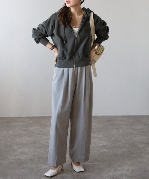 Bonjour Sagan(ボンジュールサガン)の「ダブルジップピグメントパーカー(パーカー・レディース・オフホワイト/グレー/チャコールグレー/ベージュ系その他・FREE)」の17枚目の写真