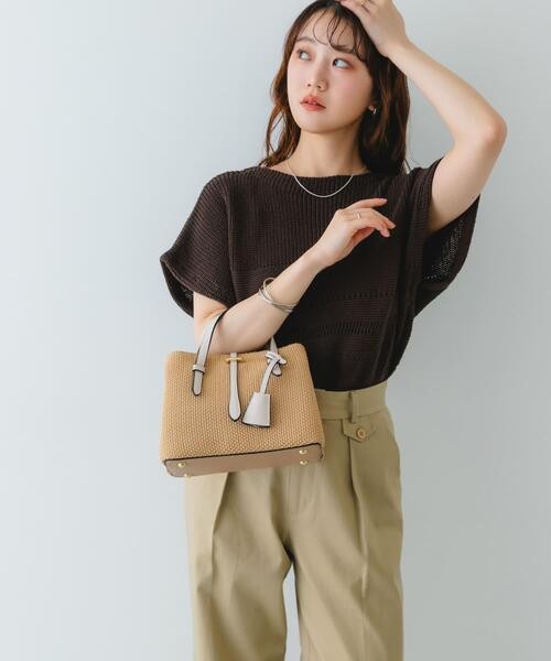 RODE SKO（ロデスコ）の「チャーム付メッシュミニバッグ（トートバッグ・レディース・ブラック/アイボリー/ベージュ・ONE）」の13枚目の写真