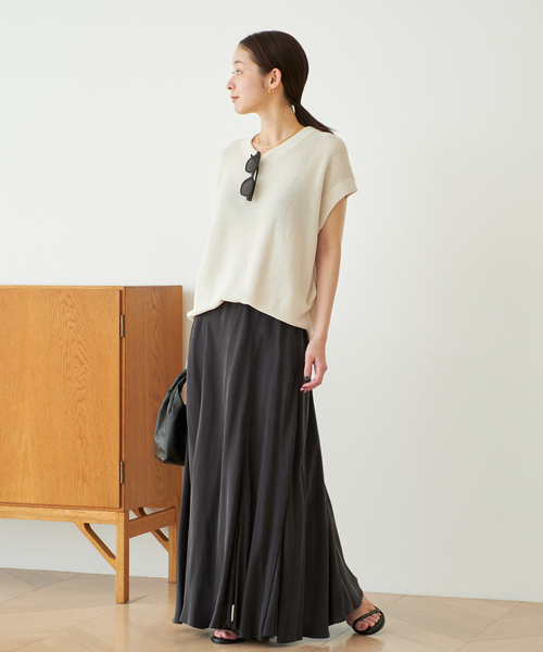 プラージュ　Washable Fibril ロングスカート　ブラック38 追加》Washable Fibril ロングスカート（スカート）｜Plage