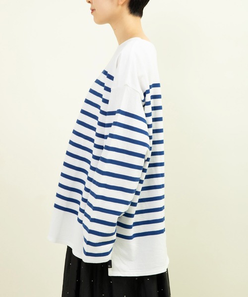 My Fav. CHILD WOMAN（マイファブチャイルドウーマン）の「ラッセルパネルボーダー BIGプルオーバー（Tシャツ/カットソー・レディース・ブルー・FREE）」の12枚目の写真