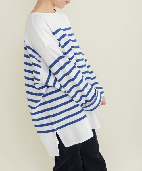 My Fav. CHILD WOMAN（マイファブチャイルドウーマン）の「ラッセルパネルボーダー BIGプルオーバー（Tシャツ/カットソー・レディース・ブルー・FREE）」の18枚目の写真