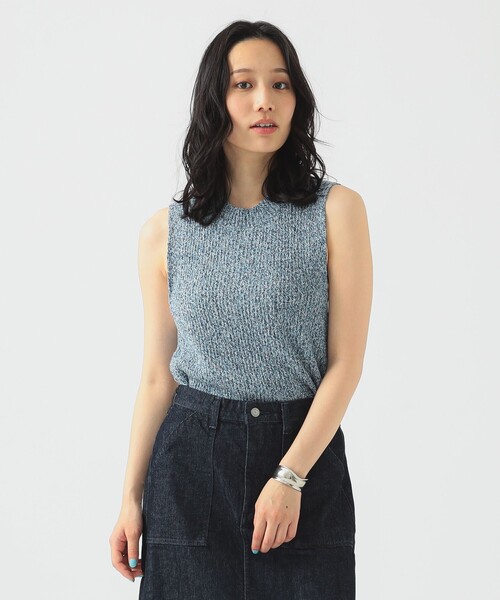 B:MING by BEAMS（ビーミングバイビームス）の「ノースリーブ ミックス ニット（ニット/セーター・レディース・レッド系その他4/サックスブルー/ブラック・ONE SIZE）」の2枚目の写真