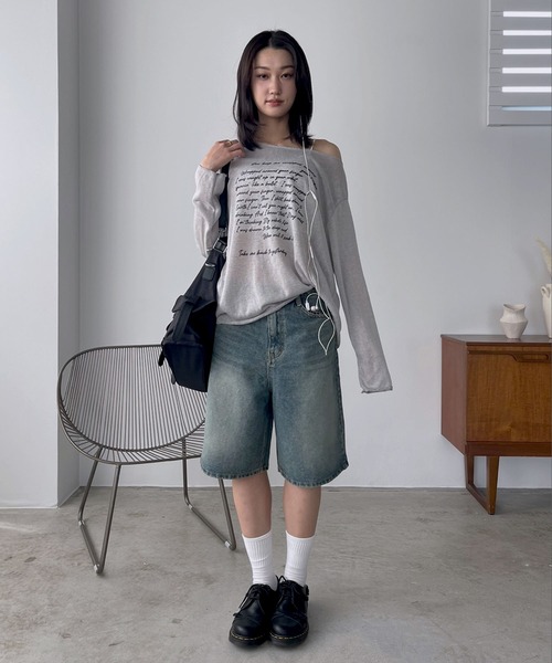 MAM - う2 MAM MAXIMAM カットソー　オフショルダー　イラストレーター セール】SIMPLE OFFSHOULDER CUTSAW/シンプルオフショルダー