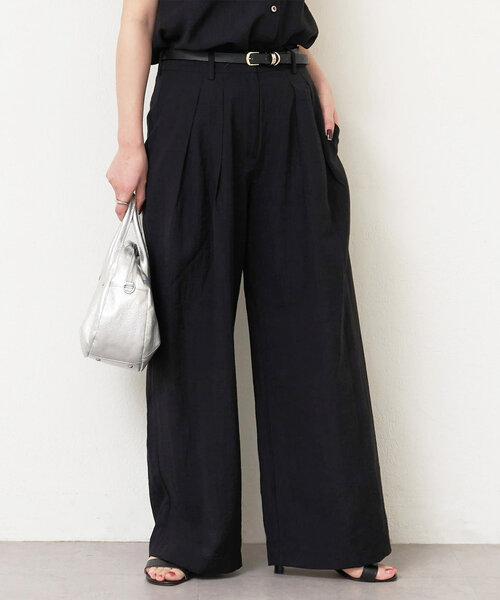 LIVETART(リヴェタート)の「ダブルタックパンツ(その他パンツ・レディース・キャメル/ブラック・FREE)」の1枚目の写真