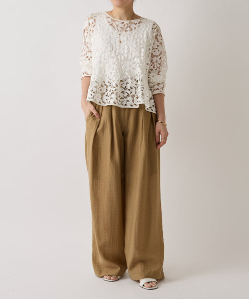 LIVETART(リヴェタート)の「ダブルタックパンツ(その他パンツ・レディース・キャメル/ブラック・FREE)」の7枚目の写真