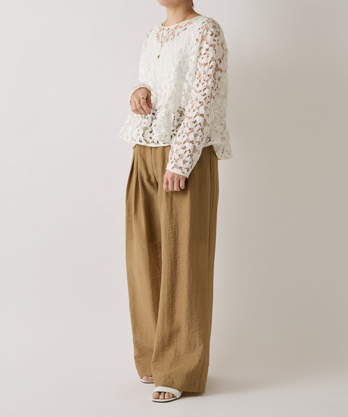 LIVETART(リヴェタート)の「ダブルタックパンツ(その他パンツ・レディース・キャメル/ブラック・FREE)」の8枚目の写真