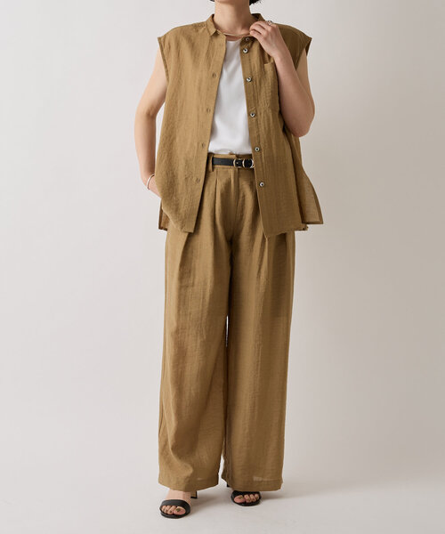 LIVETART(リヴェタート)の「ダブルタックパンツ(その他パンツ・レディース・キャメル/ブラック・FREE)」の9枚目の写真