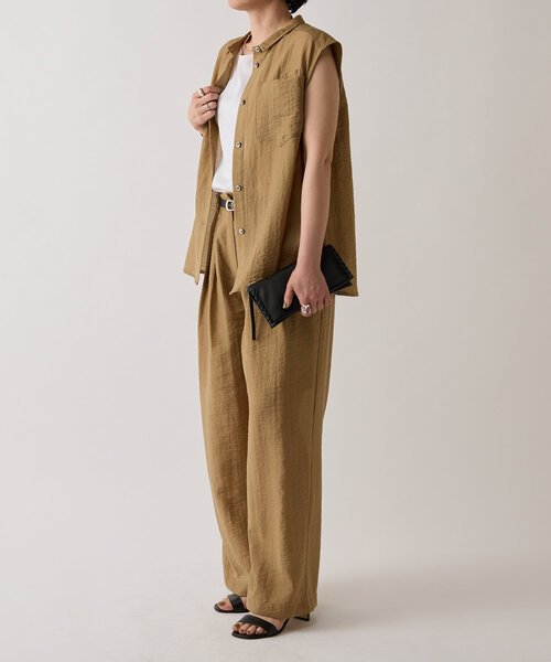 LIVETART(リヴェタート)の「ダブルタックパンツ(その他パンツ・レディース・キャメル/ブラック・FREE)」の10枚目の写真