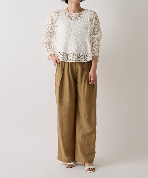 LIVETART(リヴェタート)の「ダブルタックパンツ(その他パンツ・レディース・キャメル/ブラック・FREE)」の15枚目の写真