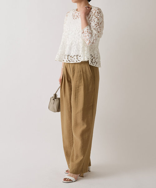 LIVETART(リヴェタート)の「ダブルタックパンツ(その他パンツ・レディース・キャメル/ブラック・FREE)」の16枚目の写真