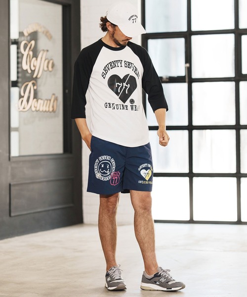 seventy seven(セブンティセブン)の「mlt5168-middle onz raglan 3-4 sleeve t-shits (heartGW) ラグランスリーブTシャツ(Tシャツ/カットソー・メンズ・ホワイト/ホワイト×ブラック/ブラック・S/M/L/XL)」の14枚目の写真