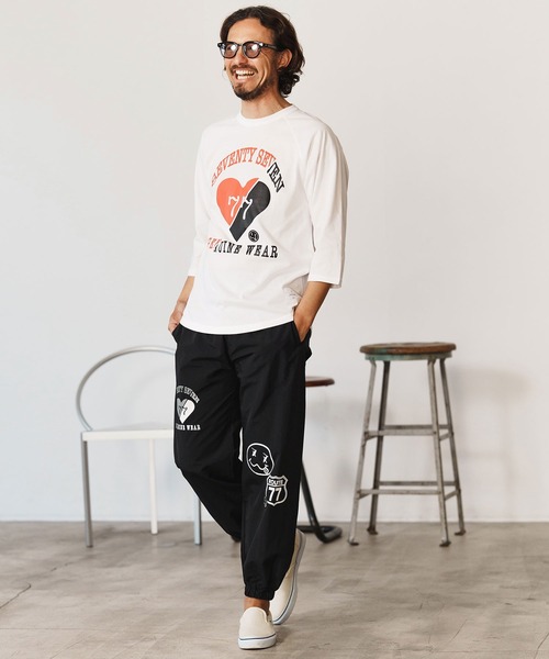 seventy seven(セブンティセブン)の「mlt5168-middle onz raglan 3-4 sleeve t-shits (heartGW) ラグランスリーブTシャツ(Tシャツ/カットソー・メンズ・ホワイト/ホワイト×ブラック/ブラック・S/M/L/XL)」の17枚目の写真