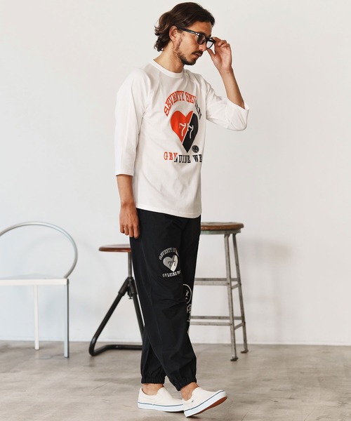 seventy seven(セブンティセブン)の「mlt5168-middle onz raglan 3-4 sleeve t-shits (heartGW) ラグランスリーブTシャツ(Tシャツ/カットソー・メンズ・ホワイト/ホワイト×ブラック/ブラック・S/M/L/XL)」の19枚目の写真