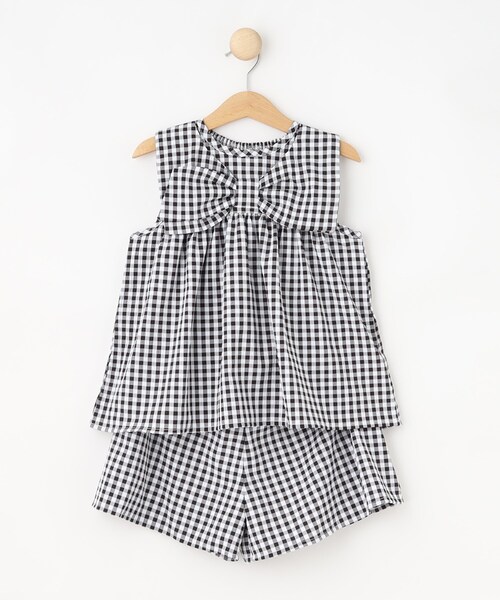 SHOO・LA・RUE（シューラルー）の「【100-150cm】着るだけでコーデが決まる ギンガムチェックセットアップ（セットアップ・キッズ・ブラック系1/ブルー系6・11/10/12/15 /13/14）」の2枚目の写真