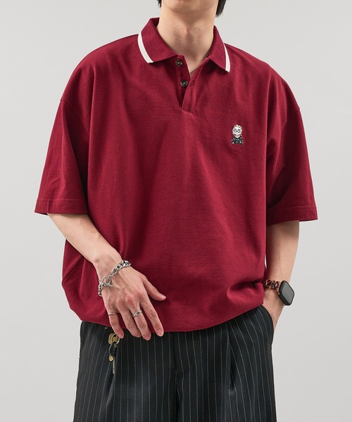 epnok（エプノック）の「OJISAN鹿の子半袖ポロシャツ（ポロシャツ・メンズ・ブラック/ブラウン/ボルドー・SMALL/MEDIUM/LARGE）」の3枚目の写真