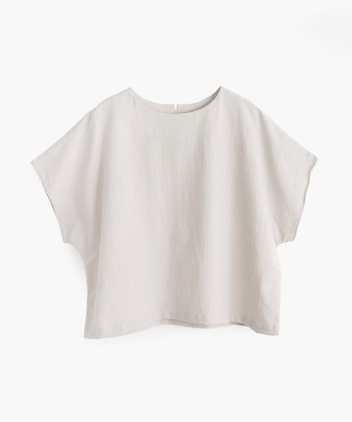 COSMIC WONDER（コズミックワンダー）の「Cotton flax poplin folk top（Tシャツ/カットソー・レディース・ブラック/ライトグレー・SMALL）」の2枚目の写真