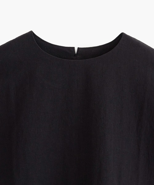 COSMIC WONDER（コズミックワンダー）の「Cotton flax poplin folk top（Tシャツ/カットソー・レディース・ブラック/ライトグレー・SMALL）」の7枚目の写真