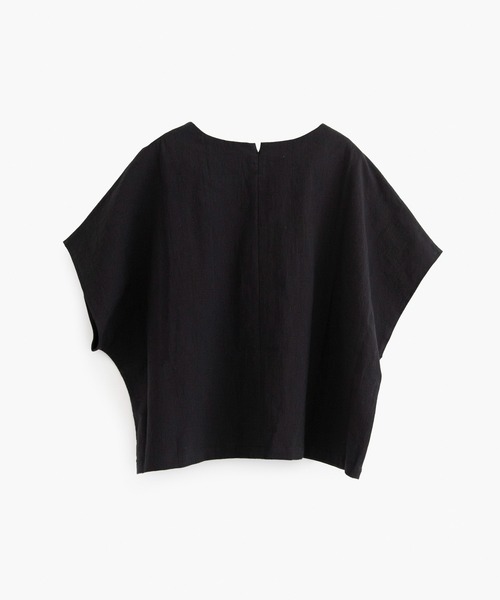 COSMIC WONDER（コズミックワンダー）の「Cotton flax poplin folk top（Tシャツ/カットソー・レディース・ブラック/ライトグレー・SMALL）」の5枚目の写真